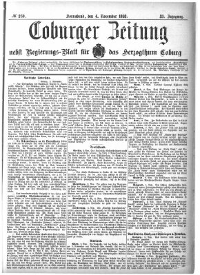 Coburger Zeitung Samstag 4. November 1893