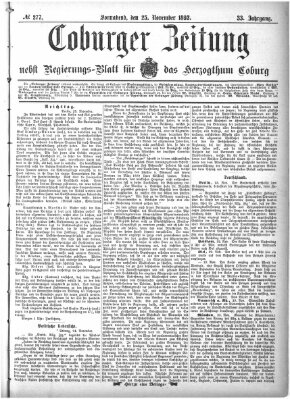 Coburger Zeitung Samstag 25. November 1893