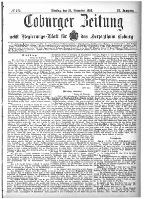 Coburger Zeitung Dienstag 28. November 1893