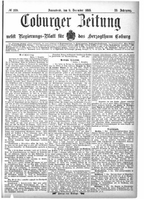 Coburger Zeitung Samstag 9. Dezember 1893