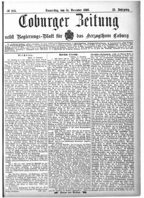 Coburger Zeitung Donnerstag 14. Dezember 1893