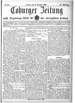 Coburger Zeitung Freitag 15. Dezember 1893