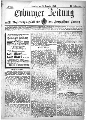 Coburger Zeitung Sonntag 31. Dezember 1893