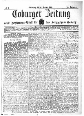 Coburger Zeitung Donnerstag 4. Januar 1894