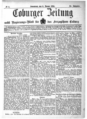 Coburger Zeitung Samstag 6. Januar 1894