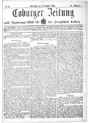 Coburger Zeitung Mittwoch 17. Januar 1894