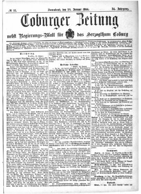 Coburger Zeitung Samstag 20. Januar 1894