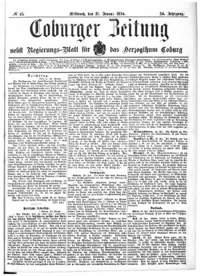 Coburger Zeitung Mittwoch 31. Januar 1894