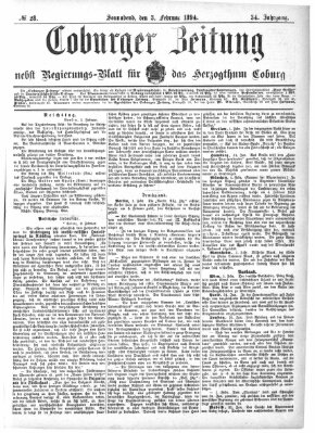 Coburger Zeitung Samstag 3. Februar 1894