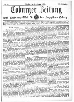 Coburger Zeitung Dienstag 6. Februar 1894