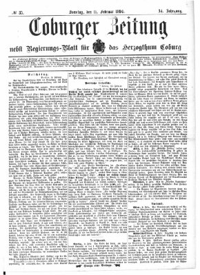 Coburger Zeitung Sonntag 11. Februar 1894