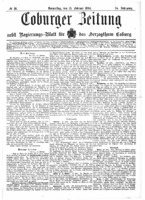 Coburger Zeitung Donnerstag 15. Februar 1894