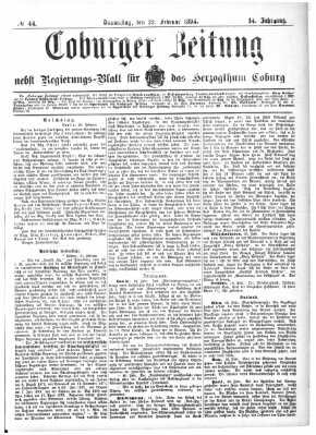 Coburger Zeitung Donnerstag 22. Februar 1894