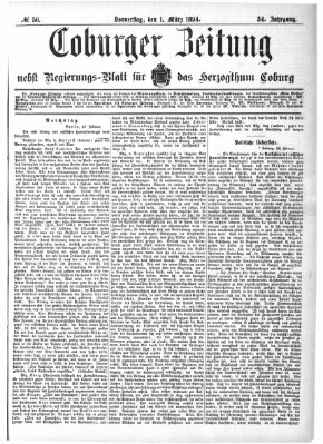 Coburger Zeitung Donnerstag 1. März 1894