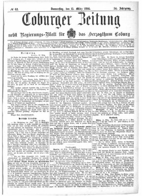 Coburger Zeitung Donnerstag 15. März 1894