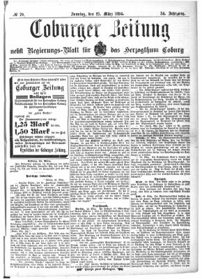 Coburger Zeitung Sonntag 25. März 1894