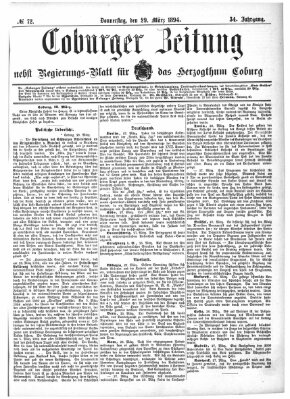 Coburger Zeitung Donnerstag 29. März 1894