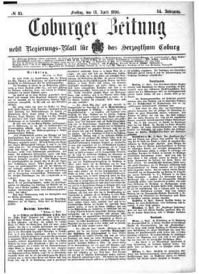 Coburger Zeitung Freitag 13. April 1894