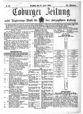 Coburger Zeitung Dienstag 17. April 1894