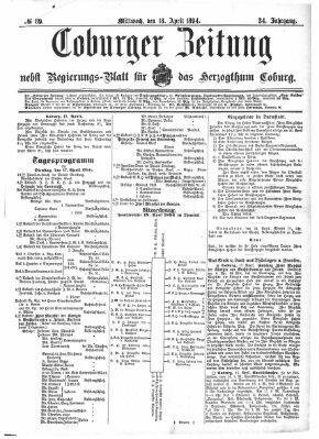 Coburger Zeitung Mittwoch 18. April 1894