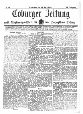 Coburger Zeitung Donnerstag 26. April 1894