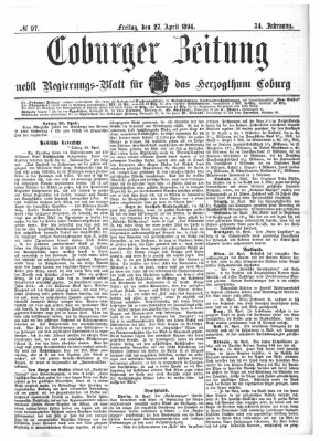 Coburger Zeitung Freitag 27. April 1894