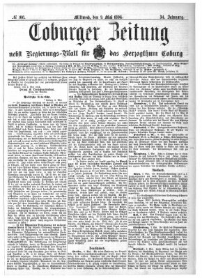 Coburger Zeitung Mittwoch 9. Mai 1894