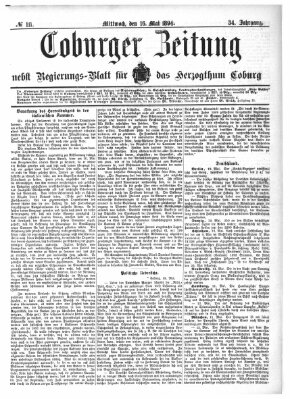 Coburger Zeitung Mittwoch 16. Mai 1894