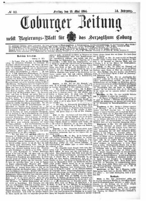 Coburger Zeitung Freitag 18. Mai 1894