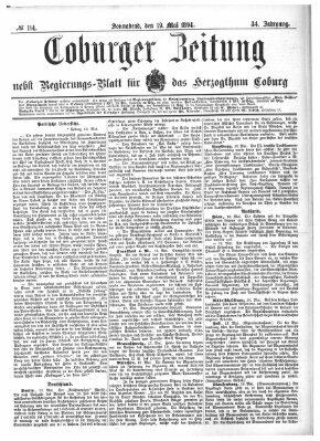 Coburger Zeitung Samstag 19. Mai 1894