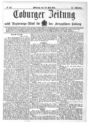 Coburger Zeitung Mittwoch 30. Mai 1894