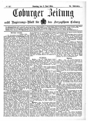 Coburger Zeitung Sonntag 3. Juni 1894