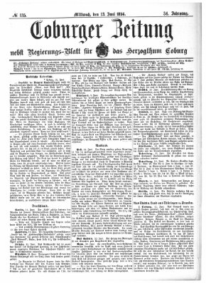 Coburger Zeitung Mittwoch 13. Juni 1894