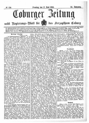 Coburger Zeitung Sonntag 17. Juni 1894