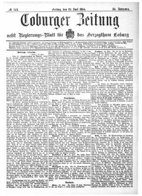 Coburger Zeitung Freitag 22. Juni 1894