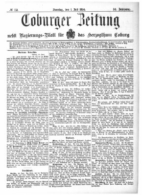 Coburger Zeitung Sonntag 1. Juli 1894