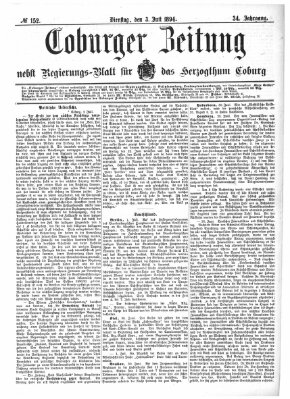 Coburger Zeitung Dienstag 3. Juli 1894