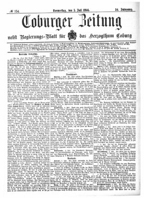 Coburger Zeitung Donnerstag 5. Juli 1894