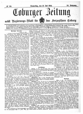 Coburger Zeitung Donnerstag 12. Juli 1894