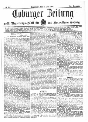 Coburger Zeitung Samstag 14. Juli 1894