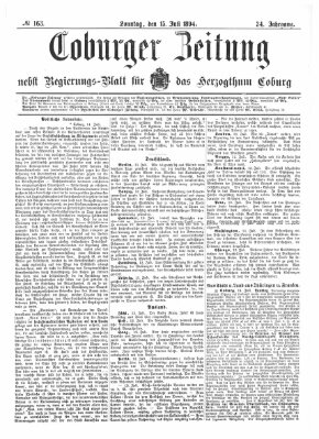 Coburger Zeitung Sonntag 15. Juli 1894