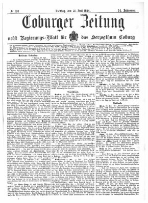 Coburger Zeitung Dienstag 31. Juli 1894