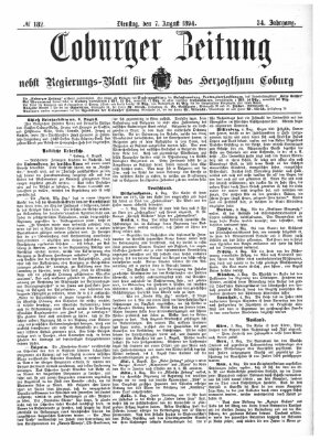 Coburger Zeitung Dienstag 7. August 1894