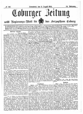 Coburger Zeitung Samstag 11. August 1894