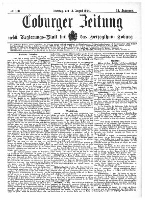 Coburger Zeitung Dienstag 14. August 1894