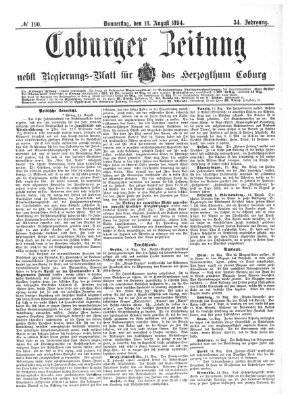 Coburger Zeitung Donnerstag 16. August 1894