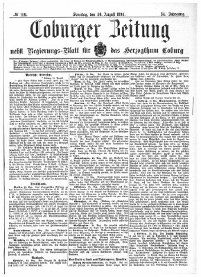 Coburger Zeitung Sonntag 26. August 1894