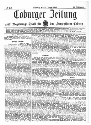 Coburger Zeitung Mittwoch 29. August 1894