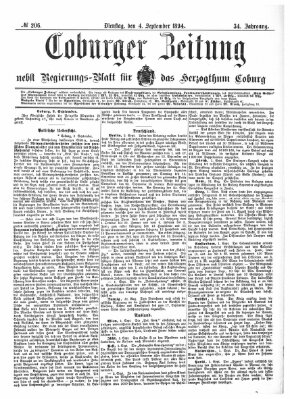 Coburger Zeitung Dienstag 4. September 1894