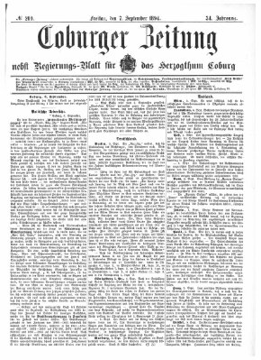 Coburger Zeitung Freitag 7. September 1894